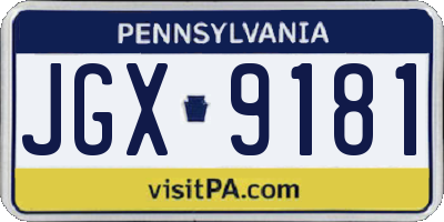 PA license plate JGX9181