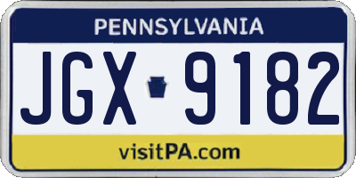 PA license plate JGX9182