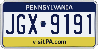 PA license plate JGX9191