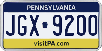 PA license plate JGX9200