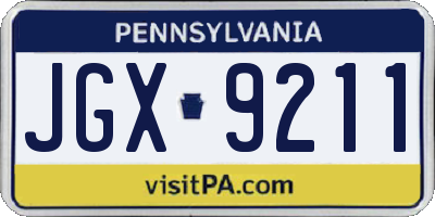 PA license plate JGX9211