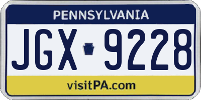 PA license plate JGX9228