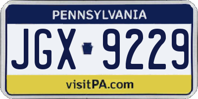 PA license plate JGX9229