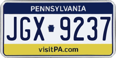 PA license plate JGX9237