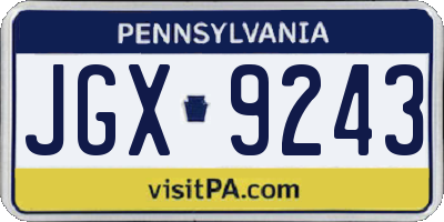 PA license plate JGX9243
