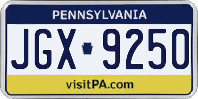 PA license plate JGX9250