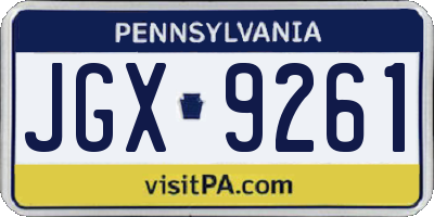 PA license plate JGX9261