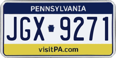 PA license plate JGX9271
