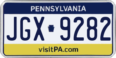 PA license plate JGX9282