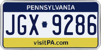 PA license plate JGX9286