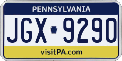 PA license plate JGX9290