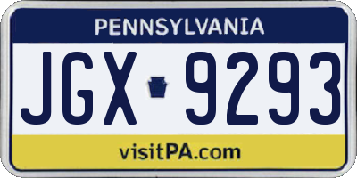 PA license plate JGX9293