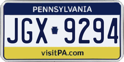 PA license plate JGX9294