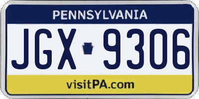 PA license plate JGX9306