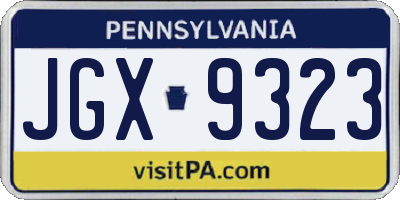 PA license plate JGX9323