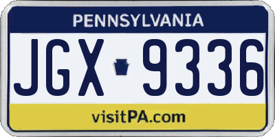 PA license plate JGX9336