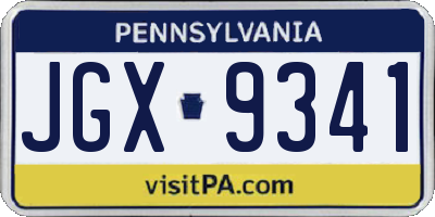 PA license plate JGX9341