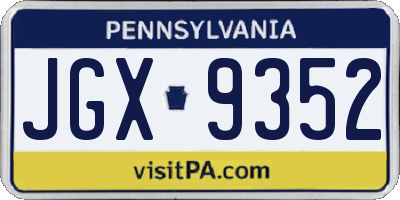 PA license plate JGX9352