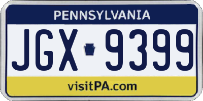 PA license plate JGX9399
