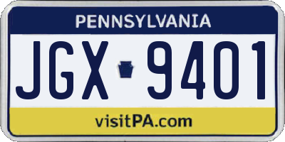 PA license plate JGX9401