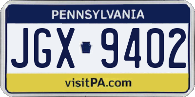 PA license plate JGX9402
