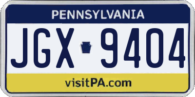PA license plate JGX9404