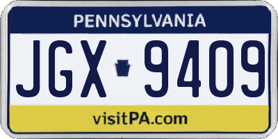 PA license plate JGX9409
