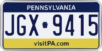 PA license plate JGX9415