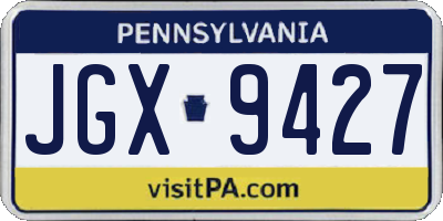 PA license plate JGX9427