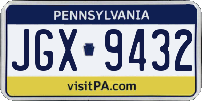 PA license plate JGX9432