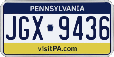 PA license plate JGX9436