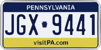 PA license plate JGX9441