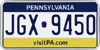 PA license plate JGX9450