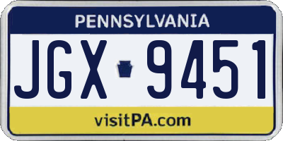 PA license plate JGX9451