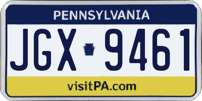 PA license plate JGX9461