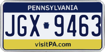PA license plate JGX9463