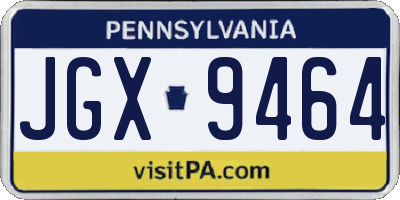 PA license plate JGX9464