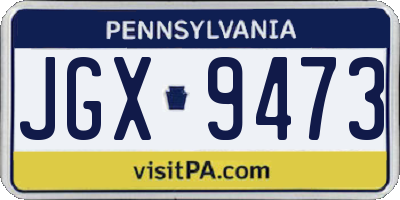 PA license plate JGX9473