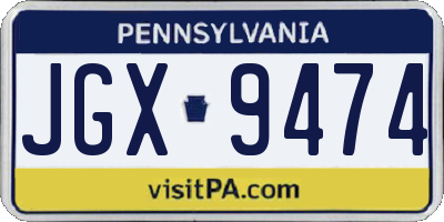 PA license plate JGX9474