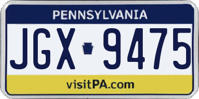 PA license plate JGX9475