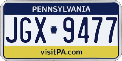 PA license plate JGX9477