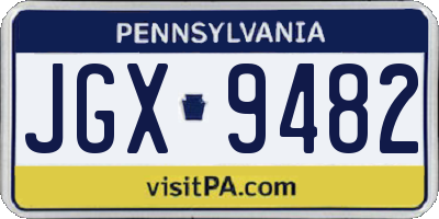 PA license plate JGX9482