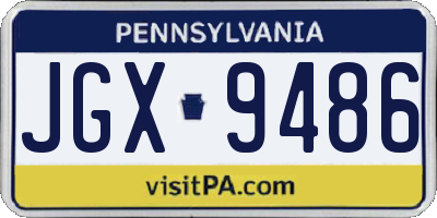 PA license plate JGX9486
