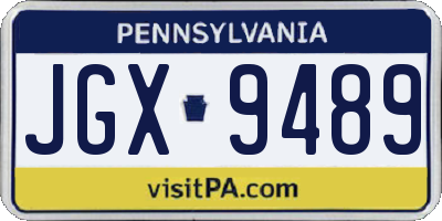 PA license plate JGX9489