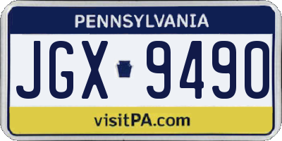 PA license plate JGX9490