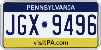 PA license plate JGX9496
