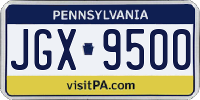 PA license plate JGX9500