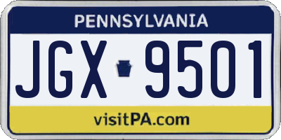 PA license plate JGX9501