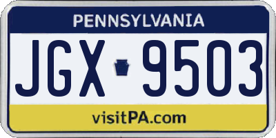 PA license plate JGX9503