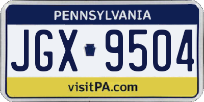 PA license plate JGX9504